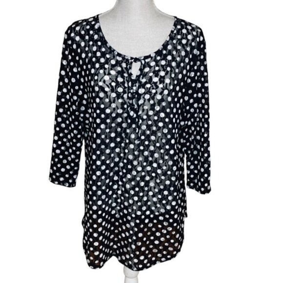 CHICO'S Bristol Lace Dot Top - Size XL - Picture 3 of 10